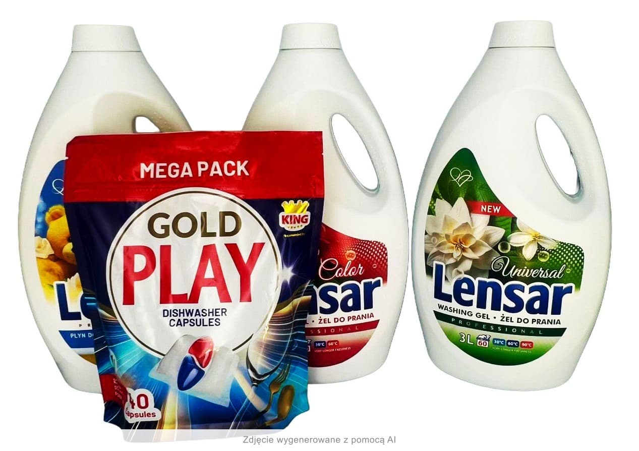 Zestaw Lensar 3×3L + GoldPlay Kapsułki do zmywarki
